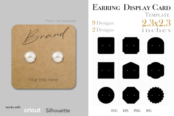 18 Earring Display Card 2.3 x2.3 Graphics and Print Templates