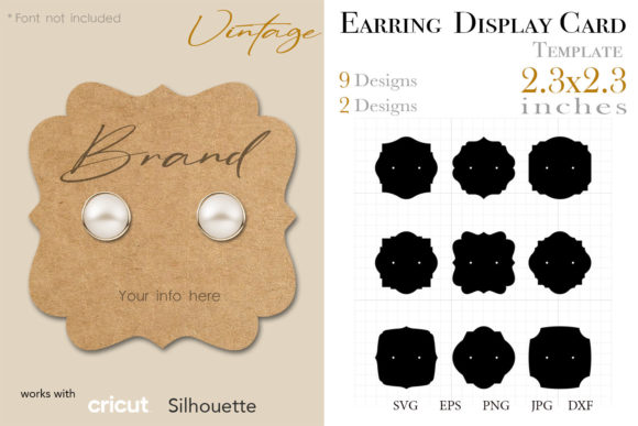 18 Vintage Earring Display Card: Graphics for Print Templates