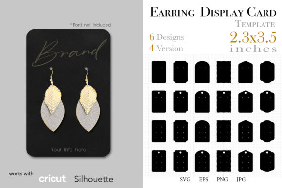 24 Earring Display Card Template 2.3x3.5 Graphics for Print Templates