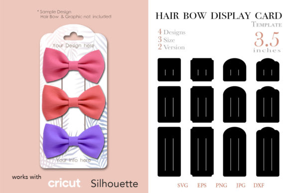 24 Hair Bow Display Card Template Graphics for Crafts