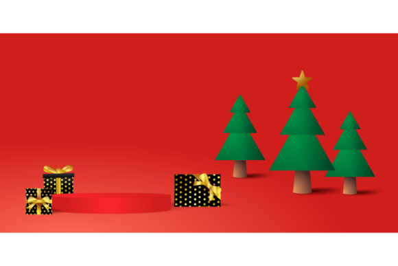 Blank Display Podium Gift Box Tree Graphics Review