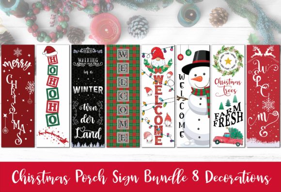 Christmas Porch Sign Vertical SVG Cuttin Graphics for Crafts