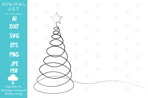 Christmas Tree Winter One Line Art for Graphics & Print Templates