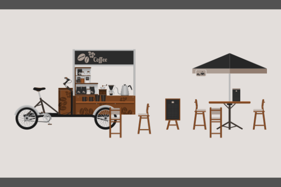 Coffee Stand Vector Illustration: Fresh Graphics for Modern Brands