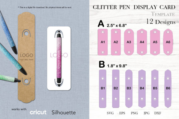 Glitter Pen Display Card Svg ,png Clipar Graphics