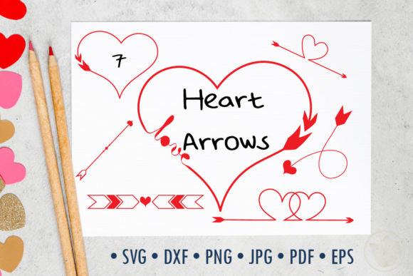 Heart Arrows, Svg Cut File, Clip Art Png for Graphics & Crafts