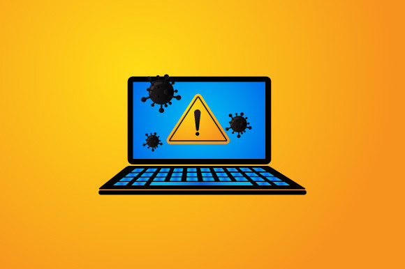 Laptop Display Alert Warning Malware Graphics and Illustrations